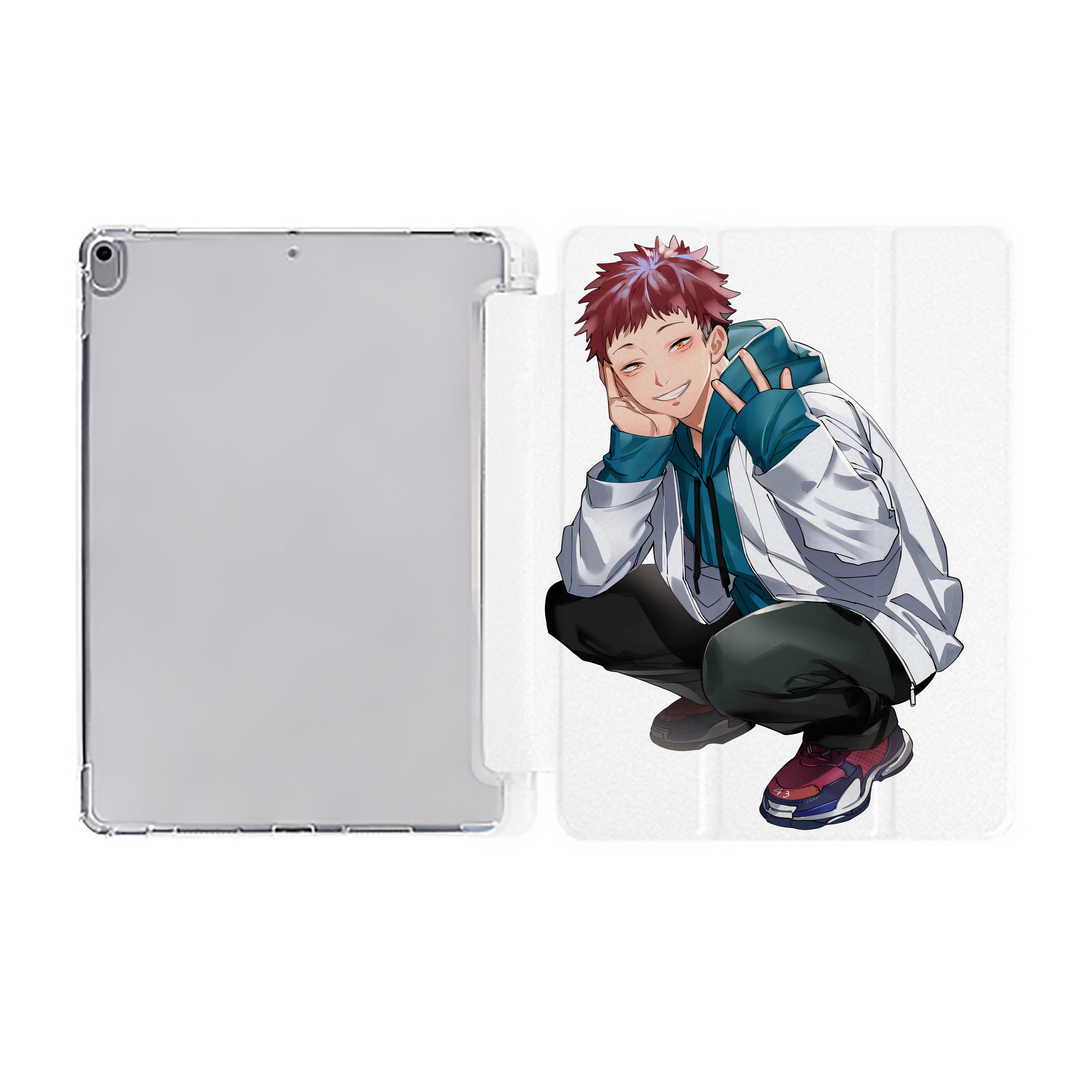（画像用） 呪術廻戦 Jujutsu Kaisen IPad ケース ペン収納付き 三つ折りスタンド PUレザー×シリコン 対応機種9.5/10.5/10.9インチ